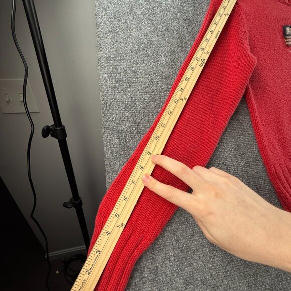 Ralph Lauren Polo Jeans Women Flag Sweater Medium Red Long Sleeve Knit Cotton - Picture 8 of 16